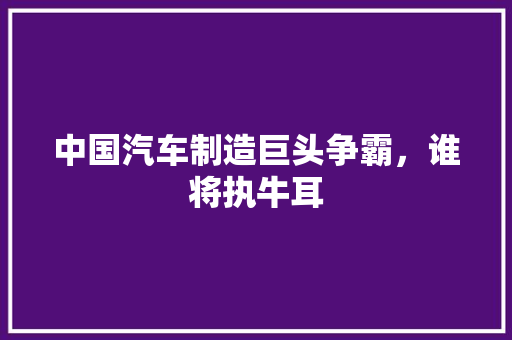 中国汽车制造巨头争霸，谁将执牛耳