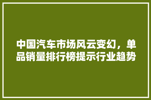 中国汽车市场风云变幻，单品销量排行榜提示行业趋势