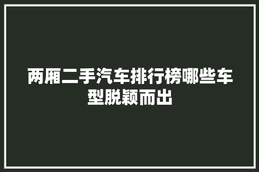 两厢二手汽车排行榜哪些车型脱颖而出