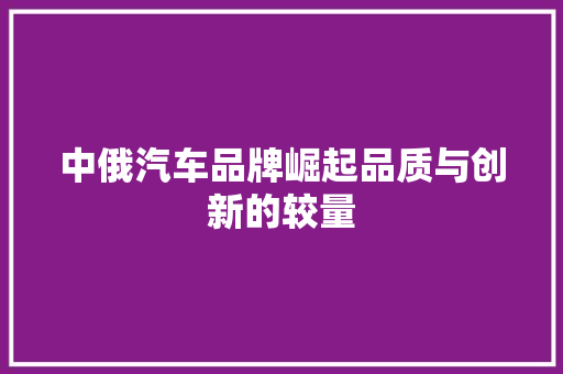 中俄汽车品牌崛起品质与创新的较量  第1张