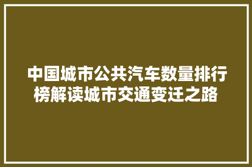 中国城市公共汽车数量排行榜解读城市交通变迁之路
