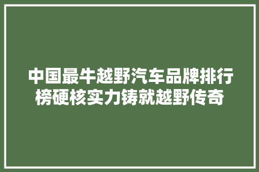 中国最牛越野汽车品牌排行榜硬核实力铸就越野传奇  第1张