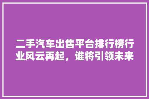 二手汽车出售平台排行榜行业风云再起，谁将引领未来