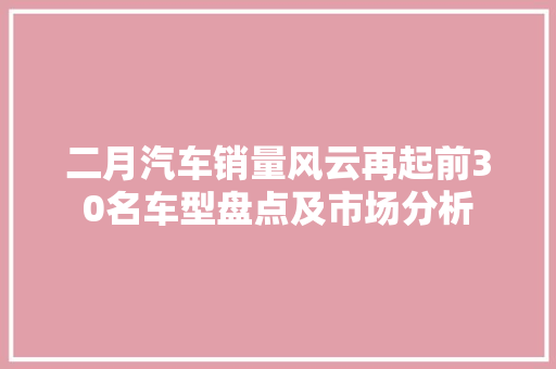 二月汽车销量风云再起前30名车型盘点及市场分析