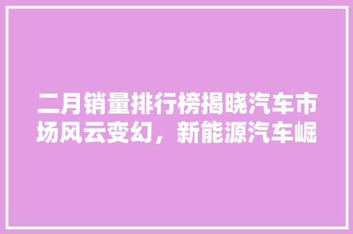二月销量排行榜揭晓汽车市场风云变幻，新能源汽车崛起