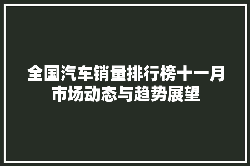 全国汽车销量排行榜十一月市场动态与趋势展望