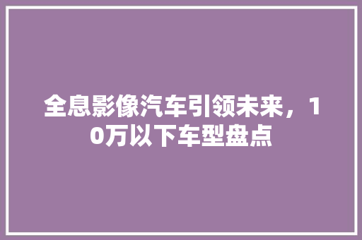 全息影像汽车引领未来，10万以下车型盘点