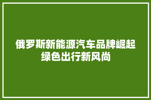 俄罗斯新能源汽车品牌崛起绿色出行新风尚
