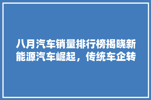 八月汽车销量排行榜揭晓新能源汽车崛起，传统车企转型加速