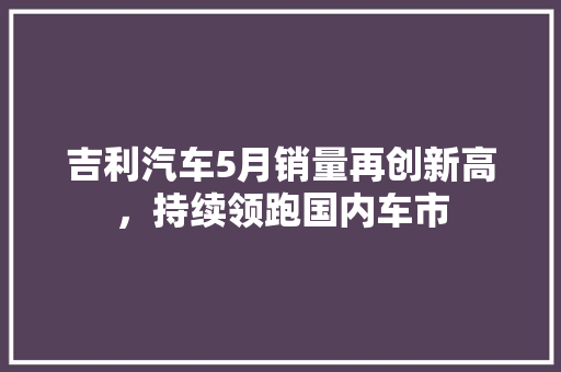 吉利汽车5月销量再创新高，持续领跑国内车市  第1张