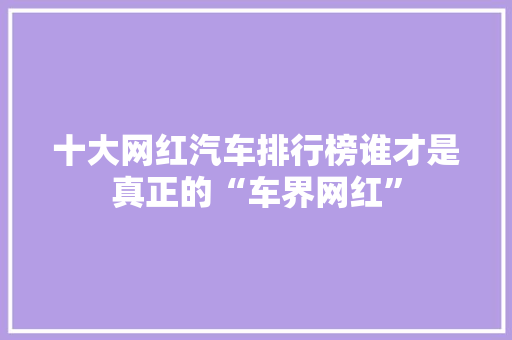 十大网红汽车排行榜谁才是真正的“车界网红”
