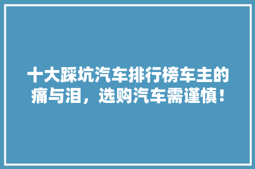 十大踩坑汽车排行榜车主的痛与泪，选购汽车需谨慎！  第1张