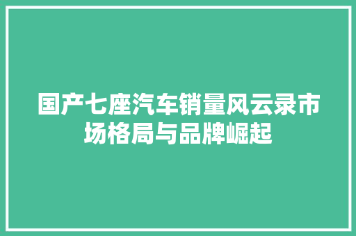 国产七座汽车销量风云录市场格局与品牌崛起  第1张