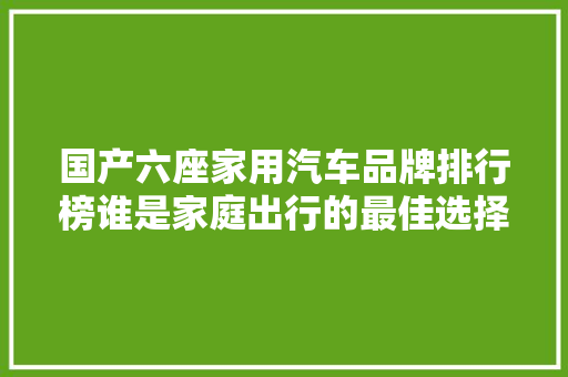 国产六座家用汽车品牌排行榜谁是家庭出行的最佳选择  第1张