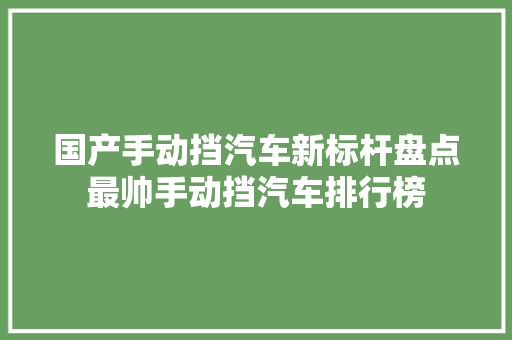 国产手动挡汽车新标杆盘点最帅手动挡汽车排行榜