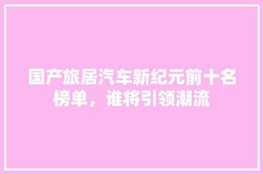 国产旅居汽车新纪元前十名榜单，谁将引领潮流  第1张
