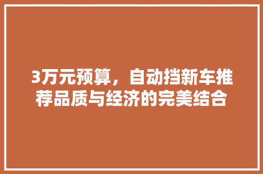 3万元预算，自动挡新车推荐品质与经济的完美结合  第1张