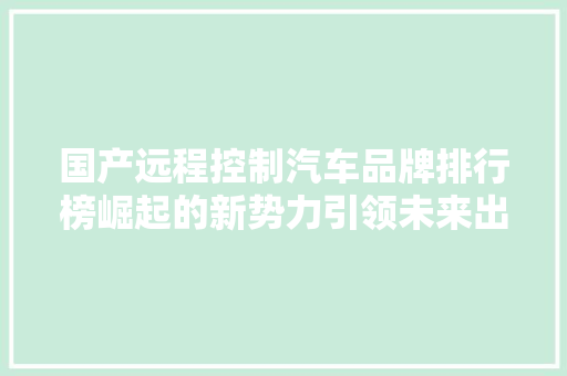 国产远程控制汽车品牌排行榜崛起的新势力引领未来出行