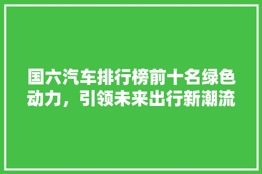 国六汽车排行榜前十名绿色动力，引领未来出行新潮流  第1张