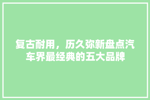 复古耐用，历久弥新盘点汽车界最经典的五大品牌