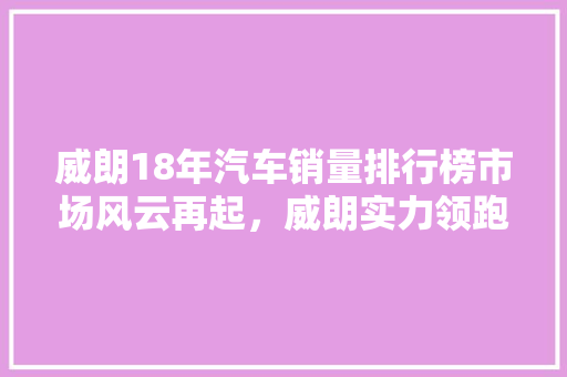 威朗18年汽车销量排行榜市场风云再起，威朗实力领跑