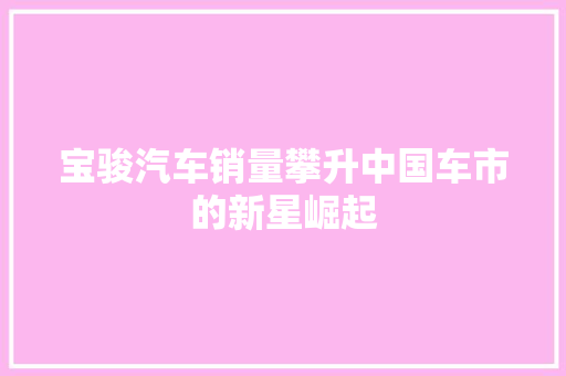 宝骏汽车销量攀升中国车市的新星崛起  第1张