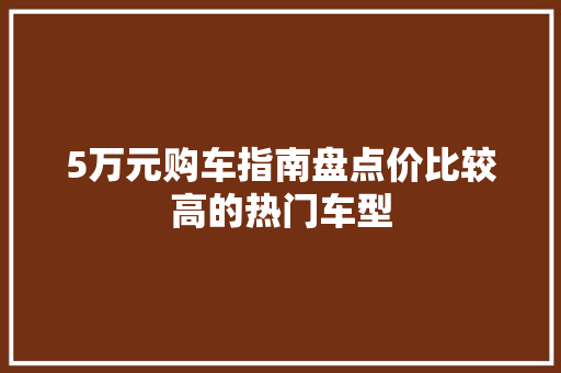 5万元购车指南盘点价比较高的热门车型
