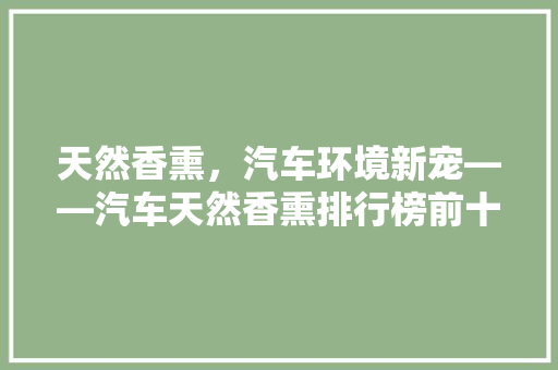 天然香熏，汽车环境新宠——汽车天然香熏排行榜前十名
