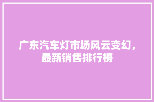 广东汽车灯市场风云变幻，最新销售排行榜