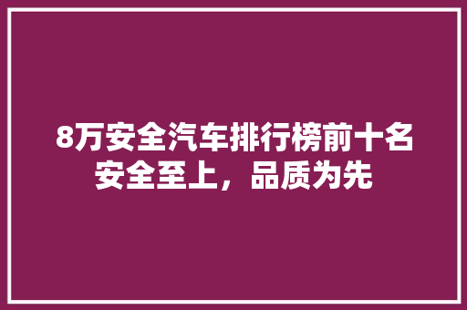 8万安全汽车排行榜前十名安全至上，品质为先