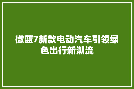 微蓝7新款电动汽车引领绿色出行新潮流