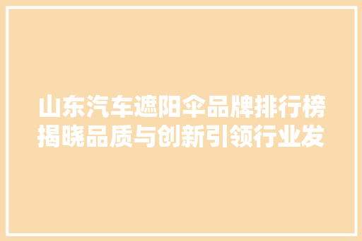 山东汽车遮阳伞品牌排行榜揭晓品质与创新引领行业发展