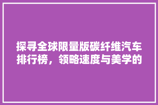 探寻全球限量版碳纤维汽车排行榜，领略速度与美学的极致融合