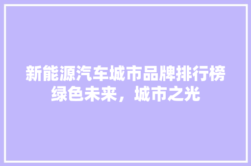 新能源汽车城市品牌排行榜绿色未来，城市之光