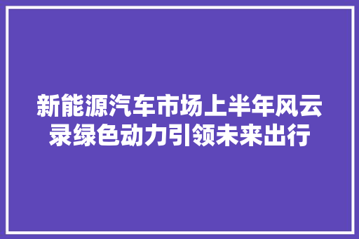 新能源汽车市场上半年风云录绿色动力引领未来出行  第1张
