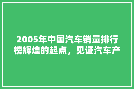 2005年中国汽车销量排行榜辉煌的起点，见证汽车产业的腾飞
