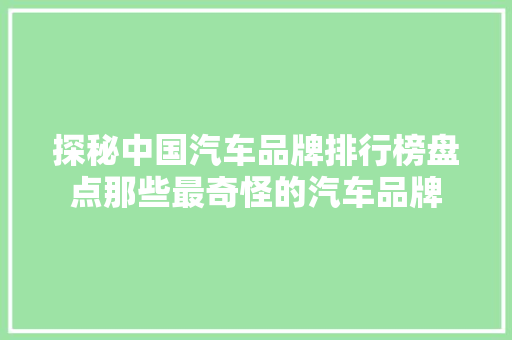 探秘中国汽车品牌排行榜盘点那些最奇怪的汽车品牌
