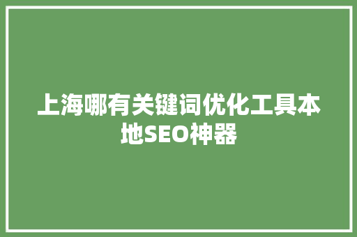 上海哪有关键词优化工具本地SEO神器
