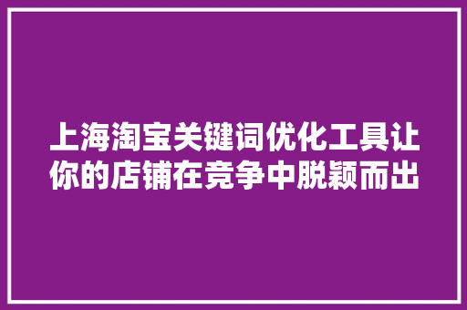 上海淘宝关键词优化工具让你的店铺在竞争中脱颖而出