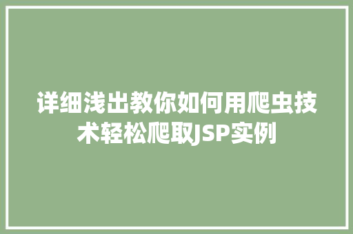 详细浅出教你如何用爬虫技术轻松爬取JSP实例