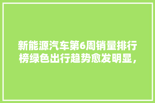 新能源汽车第6周销量排行榜绿色出行趋势愈发明显，行业未来发展可期