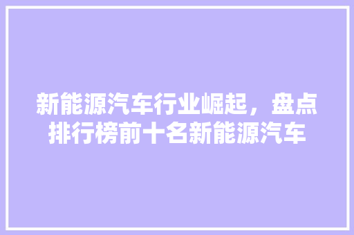新能源汽车行业崛起，盘点排行榜前十名新能源汽车
