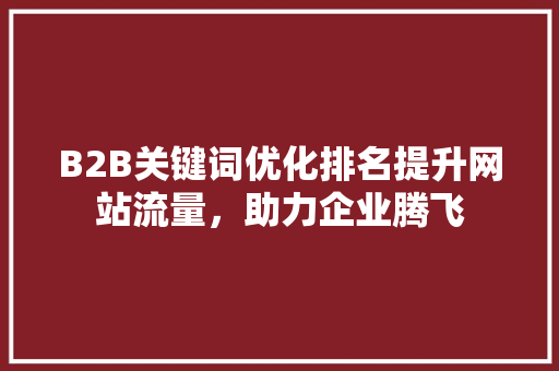 B2B关键词优化排名提升网站流量，助力企业腾飞