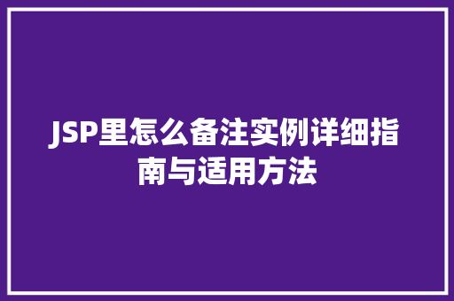 JSP里怎么备注实例详细指南与适用方法