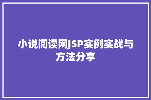 小说阅读网JSP实例实战与方法分享