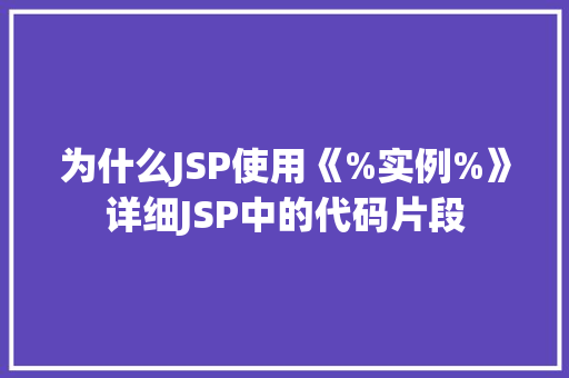 为什么JSP使用《%实例%》详细JSP中的代码片段
