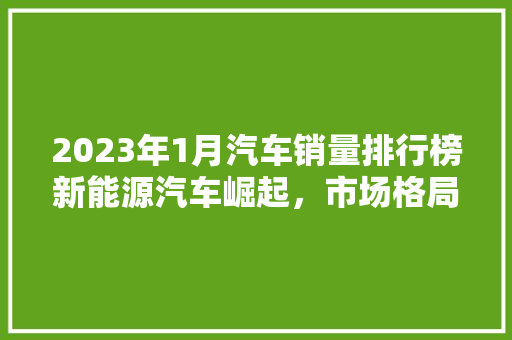 2023年1月汽车销量排行榜新能源汽车崛起，市场格局再洗牌