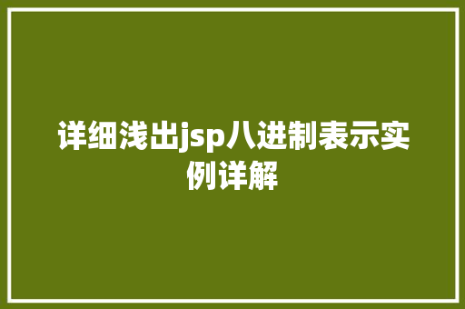 详细浅出jsp八进制表示实例详解  第1张