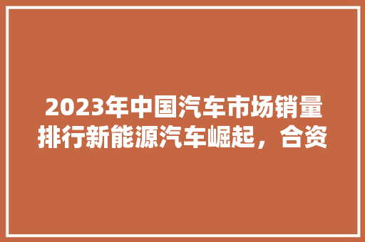 2023年中国汽车市场销量排行新能源汽车崛起，合资品牌稳居前列
