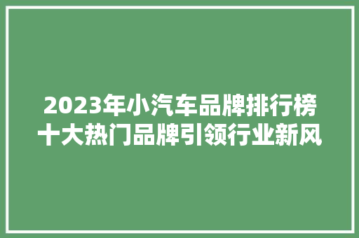2023年小汽车品牌排行榜十大热门品牌引领行业新风向